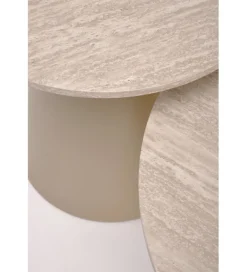 Zestaw 2 stolików kawowych ZURICH 70 cm 50 cm blat trawertyn podstawa kaszmir