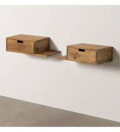Zestaw 2 Stolików nocnych wiszących NOHENY 55 cm drewno mango