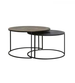 Zestaw 2 stolików TALCA 75 cm 67 cm brąz