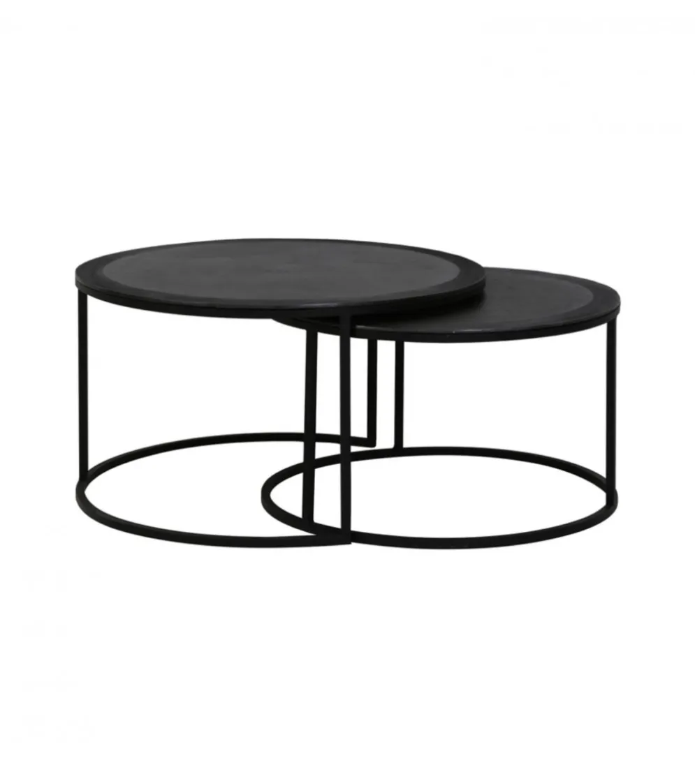 Zestaw 2 stolików TALCA 75 cm 67 cm czarny