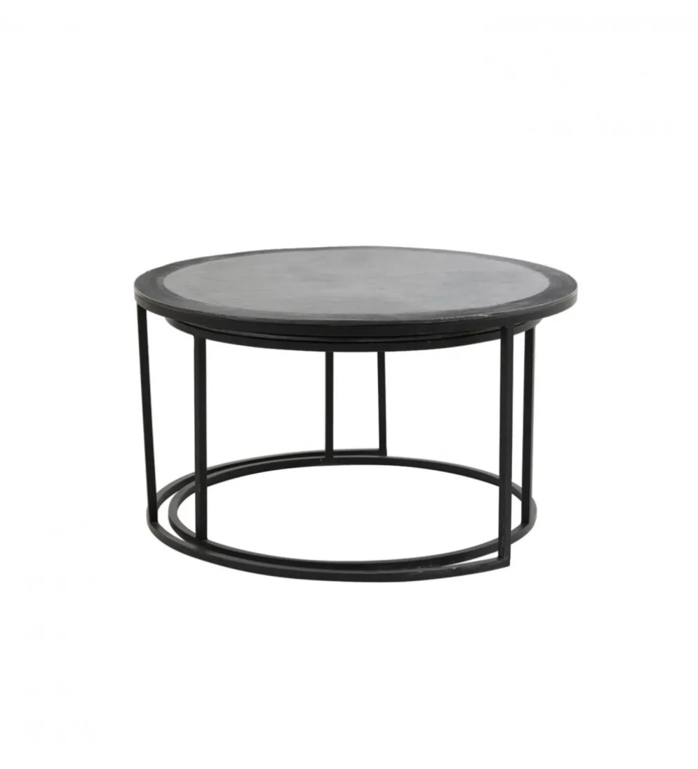 Zestaw 2 stolików TALCA 75 cm 67 cm czarny