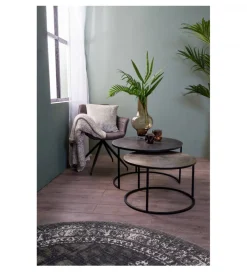 Zestaw 2 stolików TALCA 75 cm 67 cm srebrne