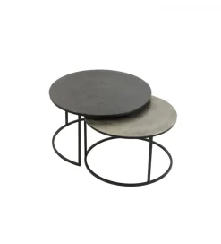 Zestaw 2 stolików TALCA 75 cm 67 cm srebrne