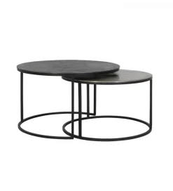 Zestaw 2 stolików TALCA 75 cm 67 cm srebrne